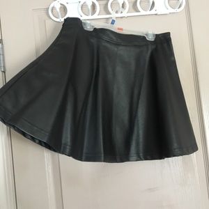 Black faux leather skater skirt